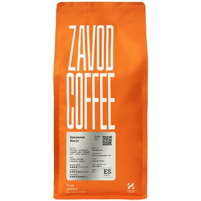 Кофе ZAVOD Coffee Бразилия Basic 1 кг, в зернах